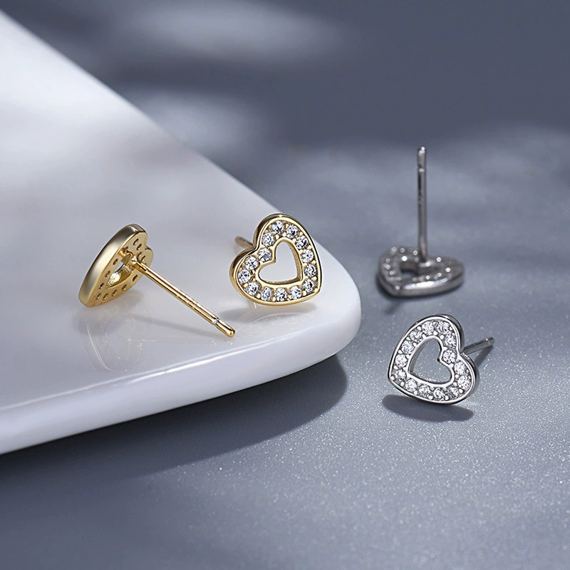 Accessory, creative trend earrings with zircon, silver 925 sample, internet celebrity