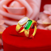 Ethnic agate ring with stone suitable for men and women jade, ethnic style, 24 carat white gold