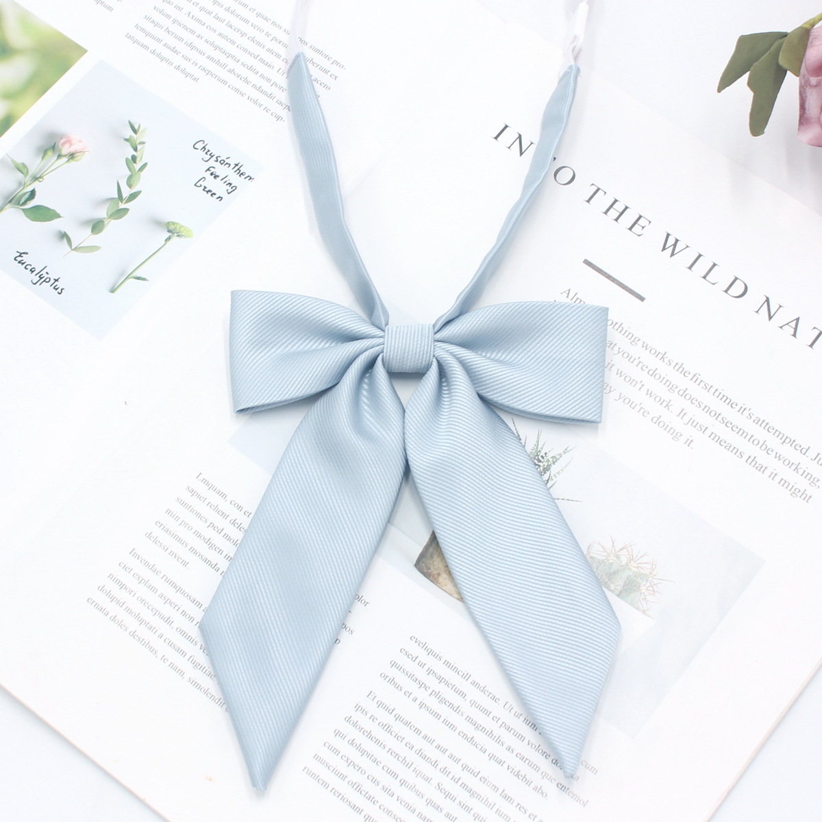 Fabricante spot sarga pajarita femenina estilo coreano color sólido pequeño cuello de mango largo traje de marinera uniforme JK pajarita