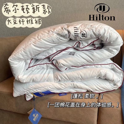 现货新款希尔顿被子双人保暖酒店羽丝绒大豆纤维冬被被芯礼品被