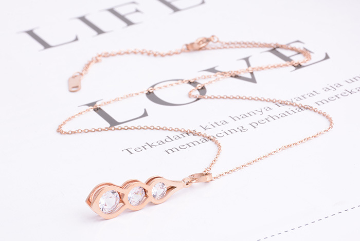 欧美韩个性豆豆镶钻项链钛钢镀玫瑰金锁骨链饰品女礼物百搭气质详情图7