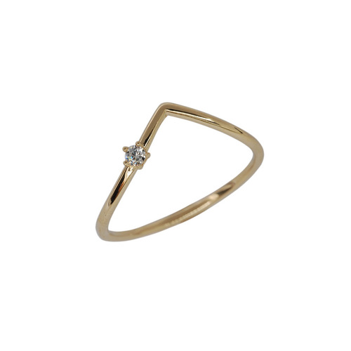 S925 sterling silver plated 14K gold ring set with zirconium diamonds extremely fine and exquisite V-shaped single diamond Japanese style versatile ring for women