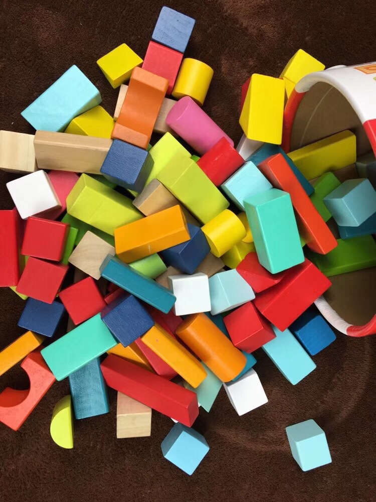 木制儿童100粒桶装拼装积木 木质男女孩益智早教颜色形状认知玩具详情25