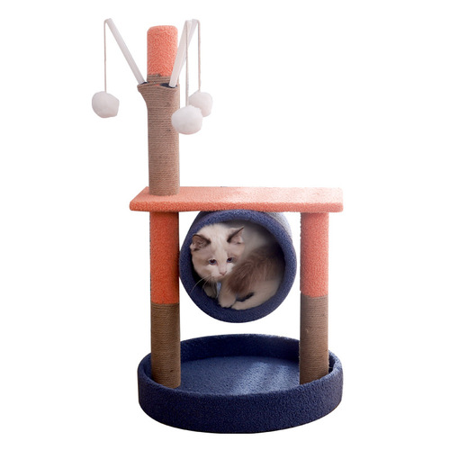 Cat climbing frame, cat climbing frame, cat nest, cat tree, integrated sky pillar, small cat jumping platform with nest, toy, solid wood cat supplies