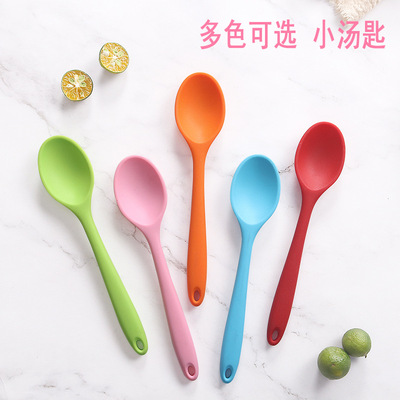 家用糖果色小汤匙 耐高温奶嘴级硅胶多色小汤勺 厨房用品小工具|ms