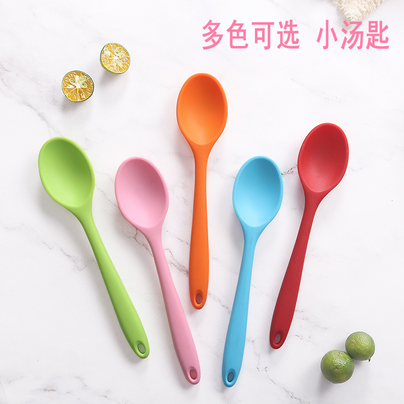 家用糖果色小汤匙 耐高温奶嘴级硅胶多色小汤勺 厨房用品小工具|ms