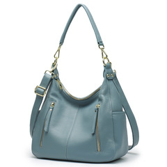 2022 New Model Full-Grain Leather Women's Single Shoulder Bag Simple and Classic Genuine Leather Crossbody Tote Bag with Large Capacity Soft Bag