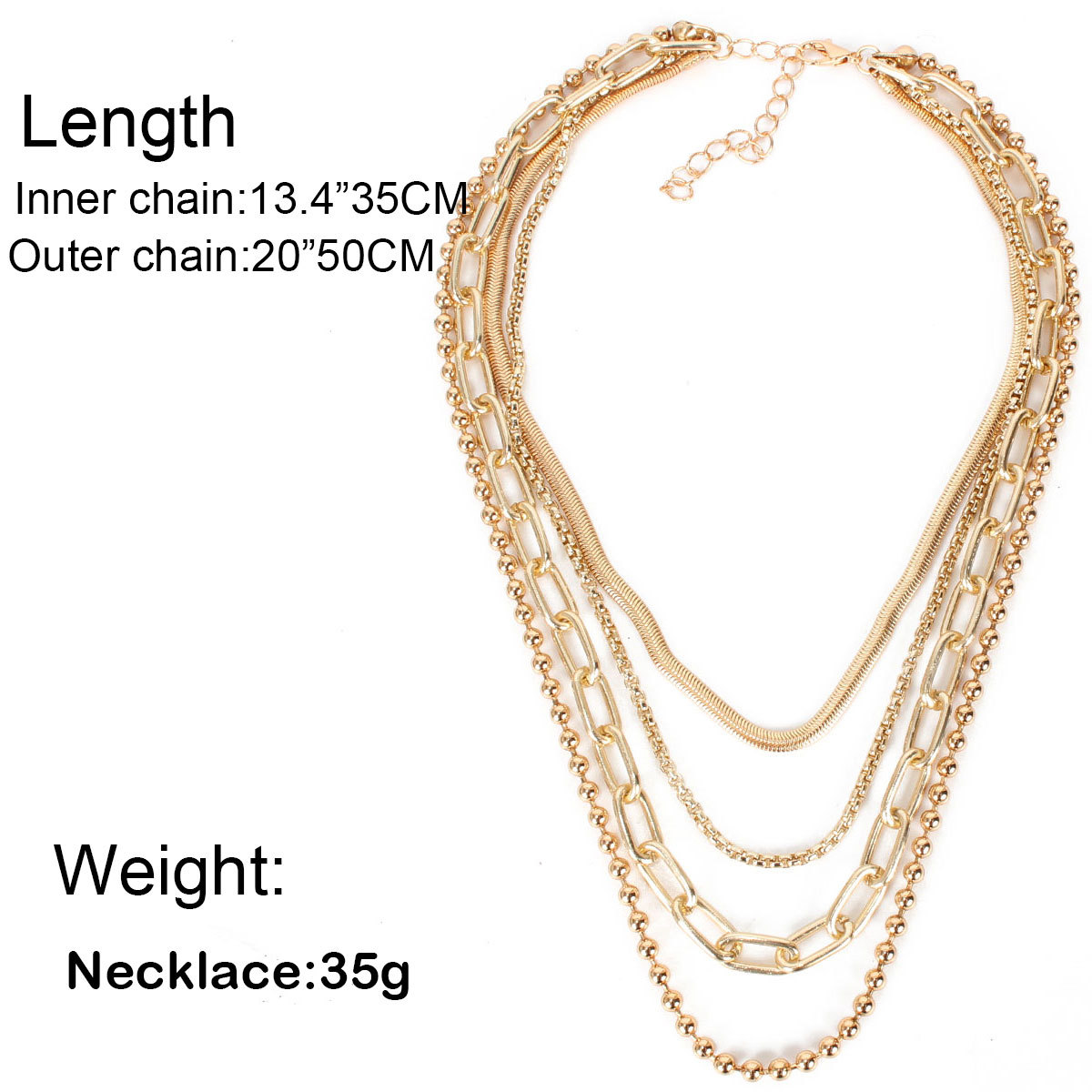 Fashion Metal Necklace Wholesale Nihaojewelry Multi-layer Chain Clavicle Chain Necklace Women display picture 1
