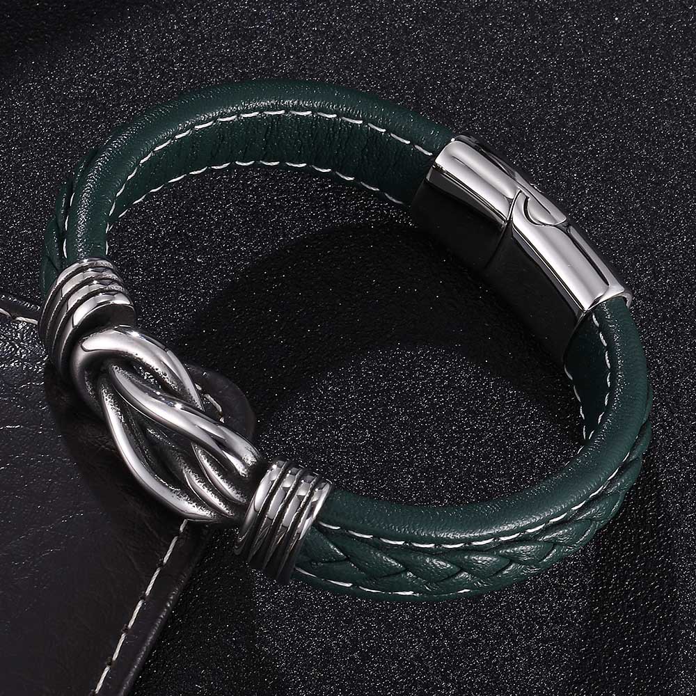 Punk Geometric Stainless Steel Pu Leather Men's Bracelets display picture 1