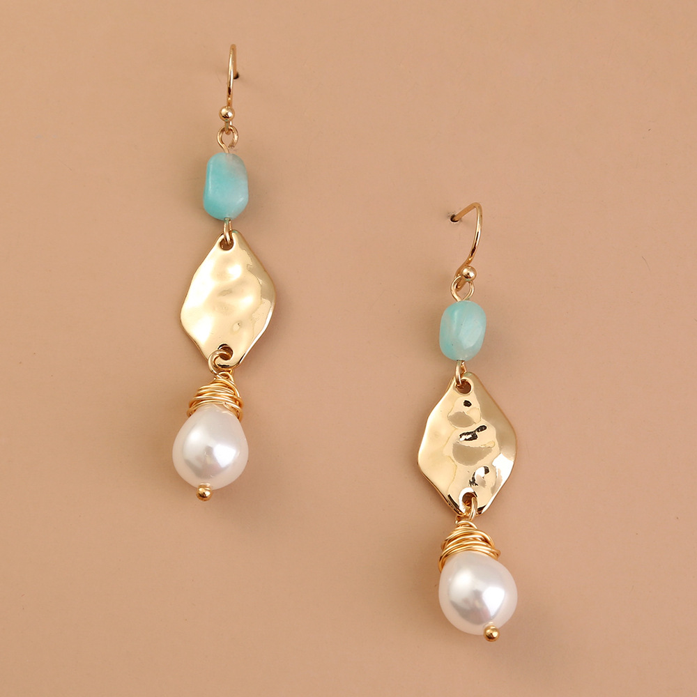 Retro Simple Wild Long Tassel Rhombus Pearl Earrings display picture 9