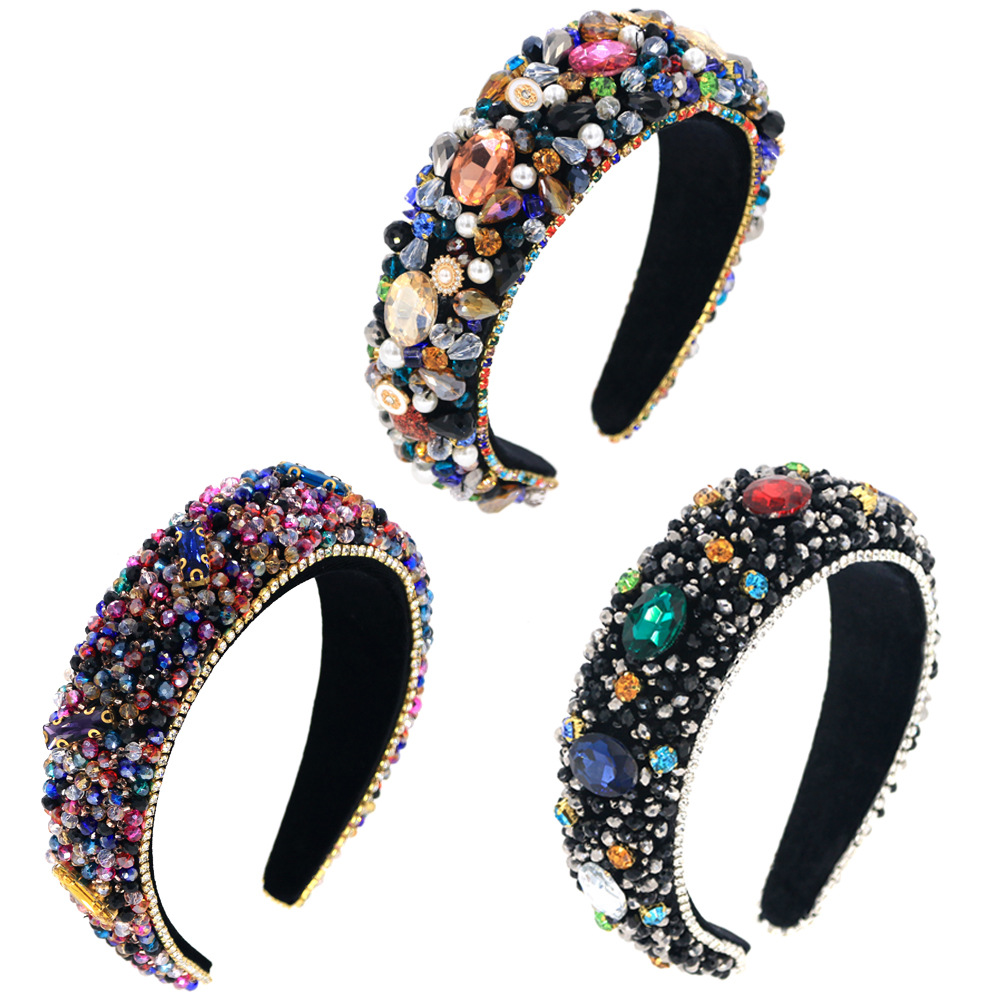 Offre Spéciale Verre Cousu À La Main Éponge Strass Multicolore Grande Version Bandeau De Bal De Chaîne En Diamant display picture 1