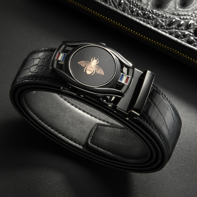 2023 New Hot Selling Crocodile Belt Men's Automatic Belt Buckling Floor Stand Men's Belt Embossing Technology_viptrois.com
