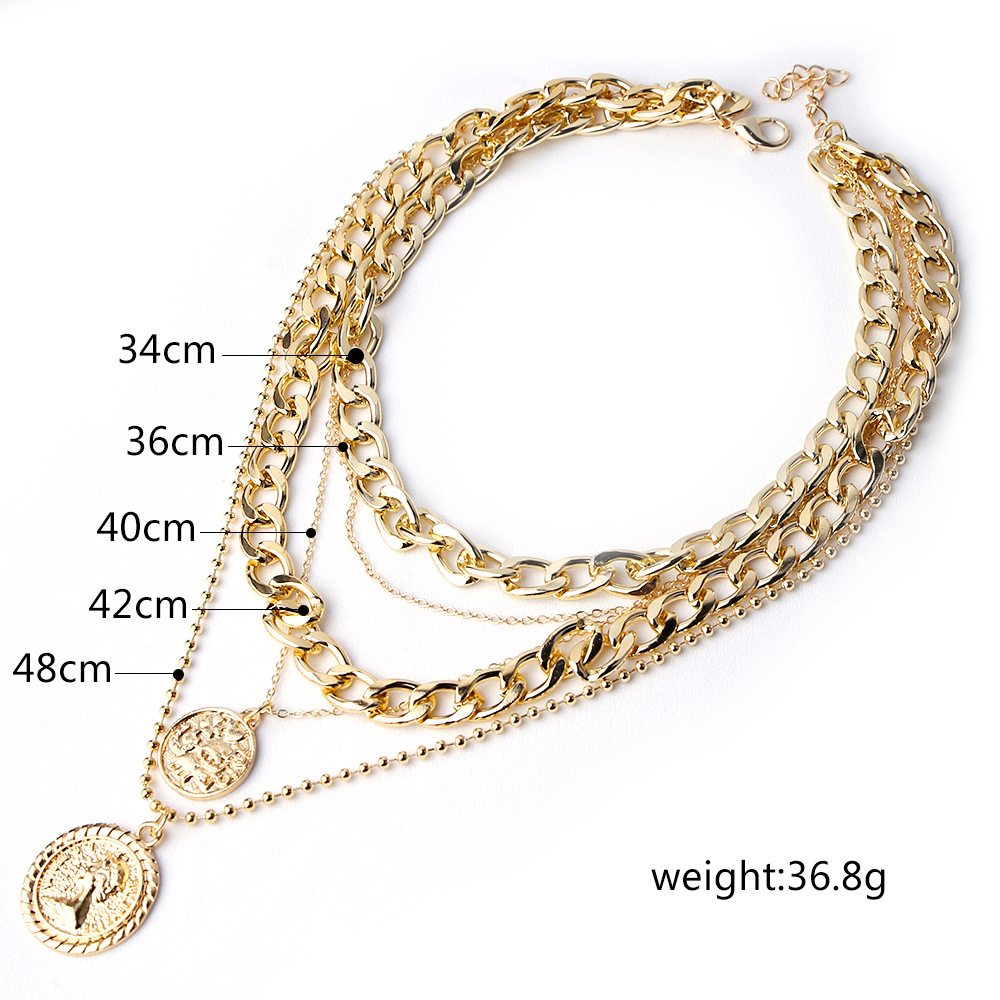 Ladies Fashion Necklaces Layered Medal Pendant Necklaces