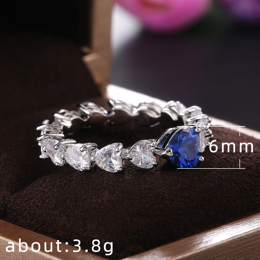 Fashion Heart Shape Copper Inlay Zircon Rings 1 Piece