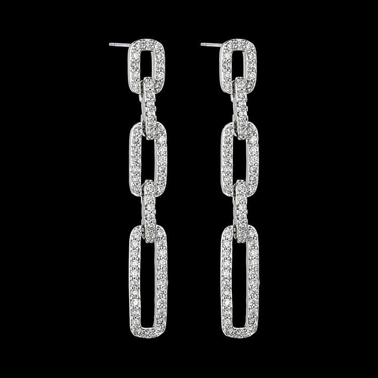 Geometric Pattern Women'S Gender 1 Pair Glam Geometric Inlay Alloy Zircon 16K Gold Plated White Gold Plated Drop Earrings