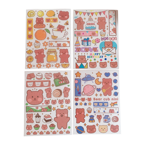 Korean version of ins cartoon cute gummy bear handbook sticker creative mobile phone decoration material transparent stationery sticker
