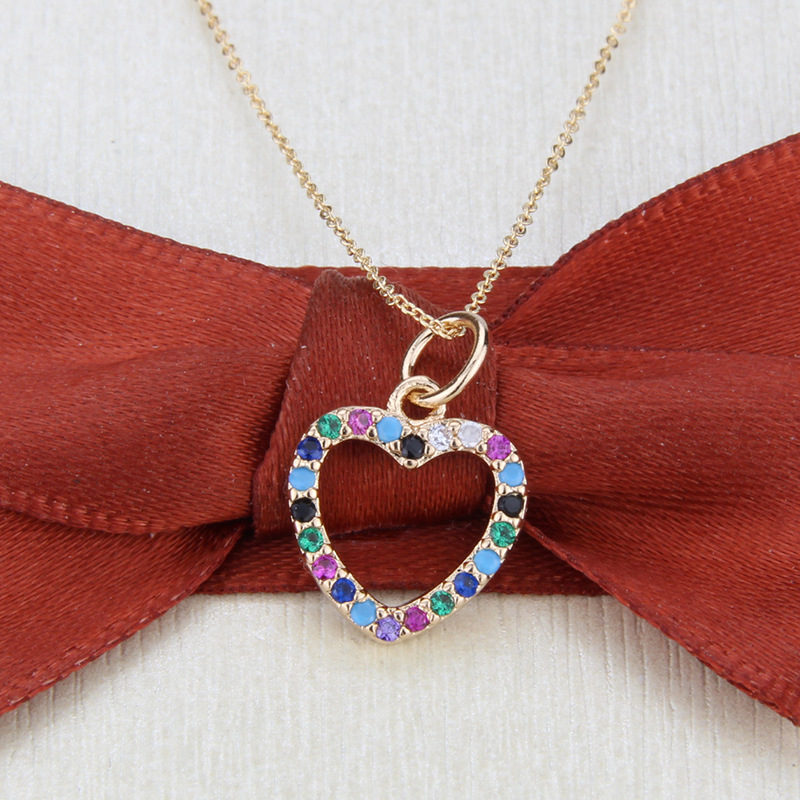 Gold-plated Heart-shaped Zircon Necklace display picture 5