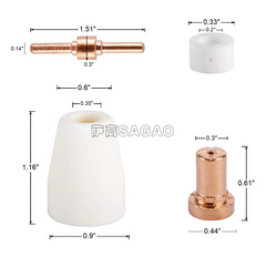 Cross-border PT31/Wenzhou 40A plasma cutting accessories LG40 electrode nozzle protector 140 pieces splitter