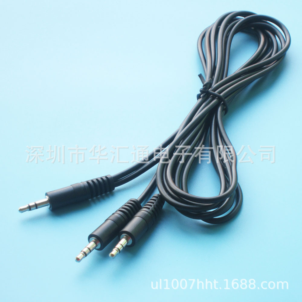 厂家直销 音频线3.5公-2个3.5公 3.5一分二连接线音响线 转接线
