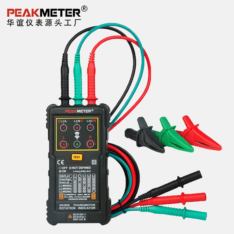 Бесконтактный трехфазный тест последовательности фаз двигателя Huayi PEAKMETER PM5900, индикатор вращения последовательности фаз двигателя