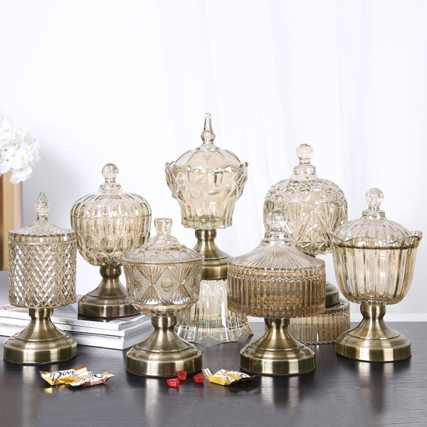 European -style luxury crystal glass sugar tank storage tank candy…
