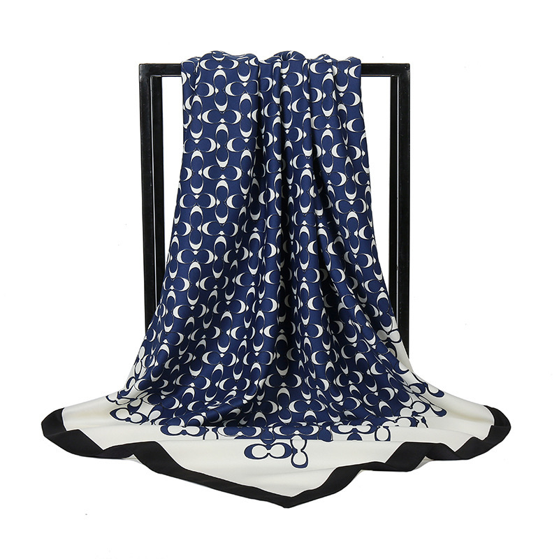 Gao he simple all-match fresh crescent printed scarf fashion twill women's closed toe square scarf foreign trade