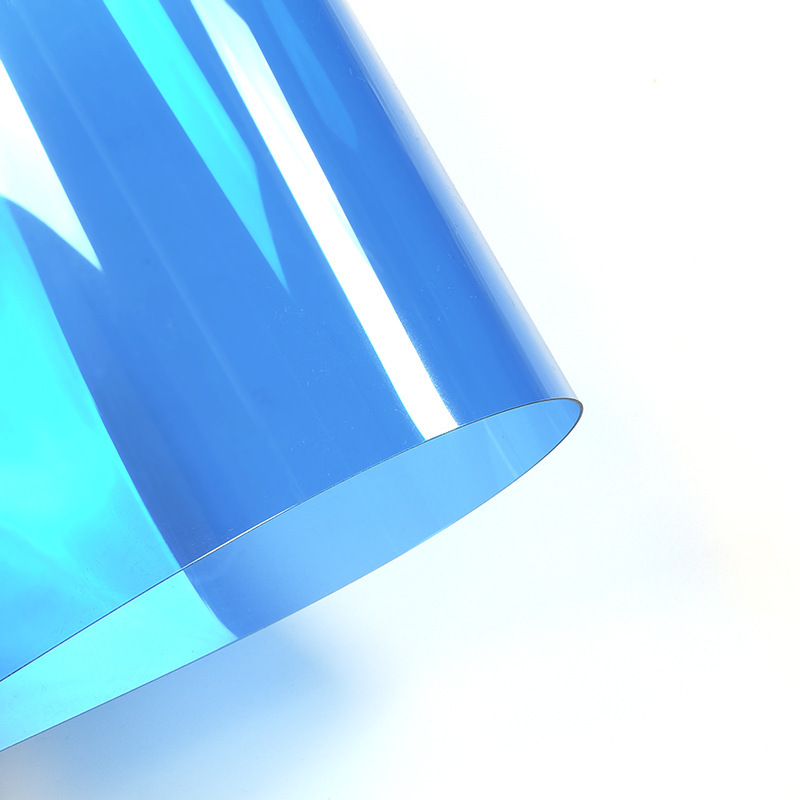 透明蓝色PET片材 透明 APET蓝色塑料片玩具镜片 塑料镜片透明带膜