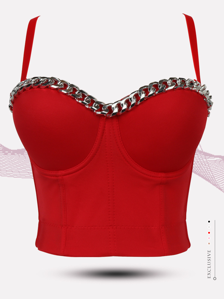 silver chain decorative camisole NSQG63584