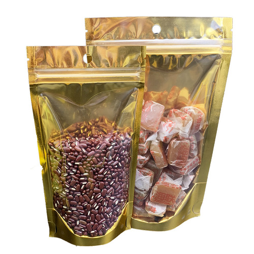 Exported to Thailand, golden self-standing bone bag, translucent ziplock bag, fruit and vegetable durian dried packaging bag, food baking bag