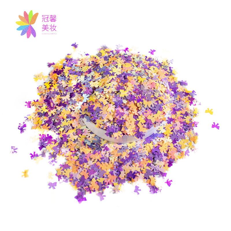厂家批发霓彩美甲亮片12色拼图亮片指甲贴蝴蝶饰品异形闪光粉金葱