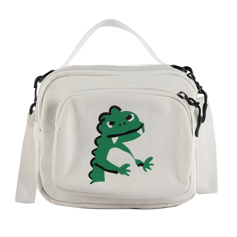 Funny Ugly Cute Dinosaur Canvas Shoulder Bag Vintage Sense Cute Cartoon Color Bear Messenger Bag  Wholesale Nihaojewelry display picture 21