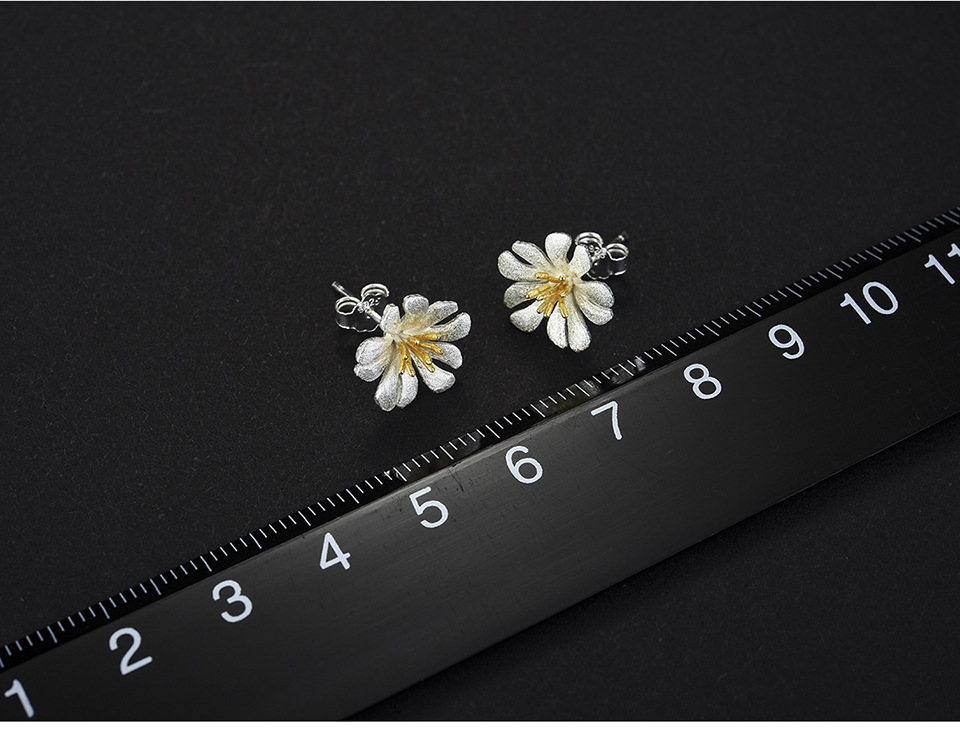 1 Pair Elegant Basic Flower Plating Sterling Silver Ear Studs display picture 4