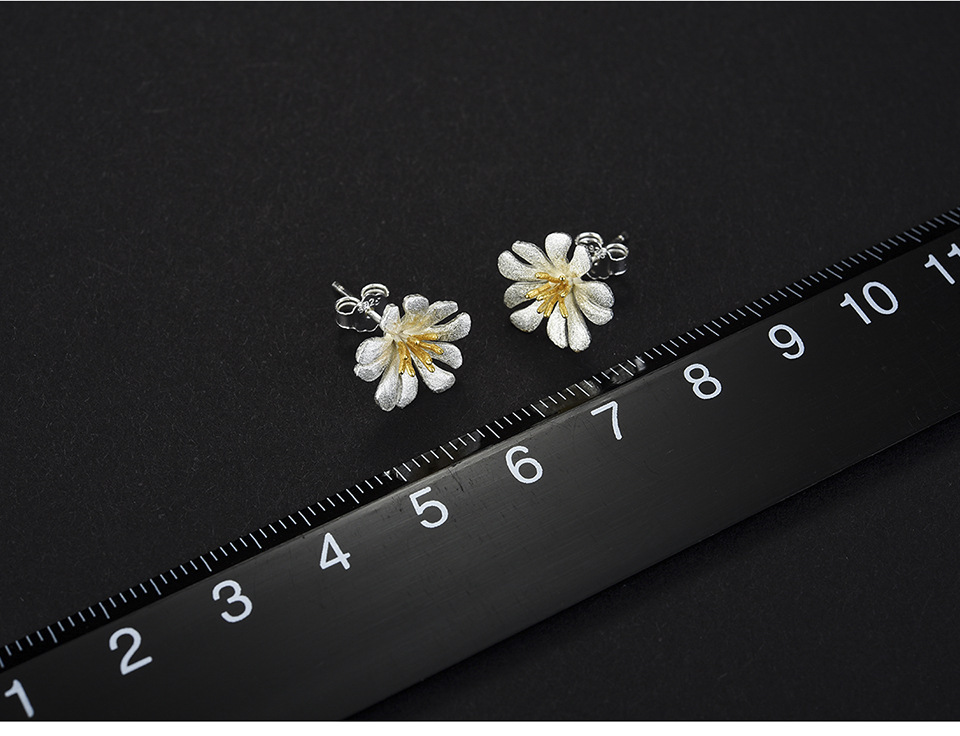 1 Pair Quantity Daily, Shopping Occasion 1 Pair Elegant Basic Flower Plating Sterling Silver Ear Studs