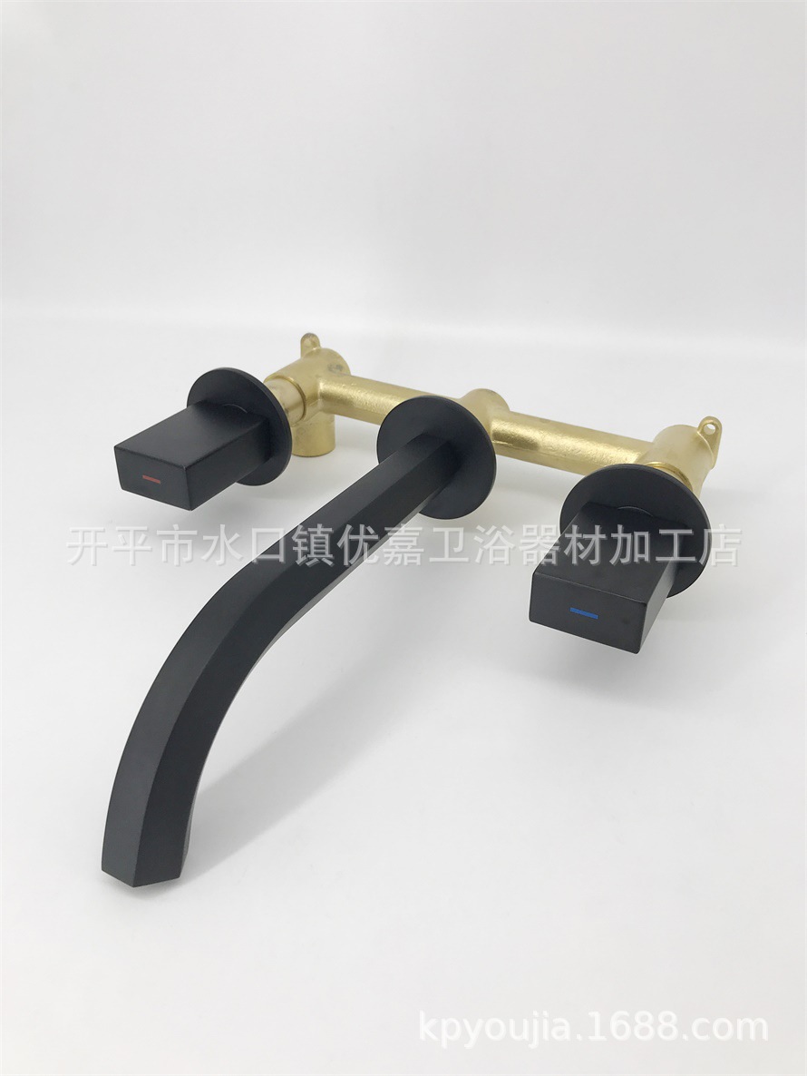 Kaiping Youjia bathroom concealed basin faucet Wall water outlet double handle embedded matte black faucet 30334