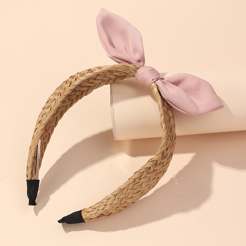 Korean New Grass Braided Cute Bow Wild Hairpin Ladies Hairband   For Women display picture 3