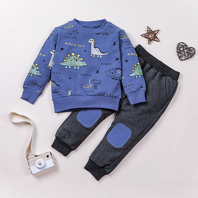 Korean Cartoon Pants Children's Casual Two-piece Boys Sweater Suit display picture 2