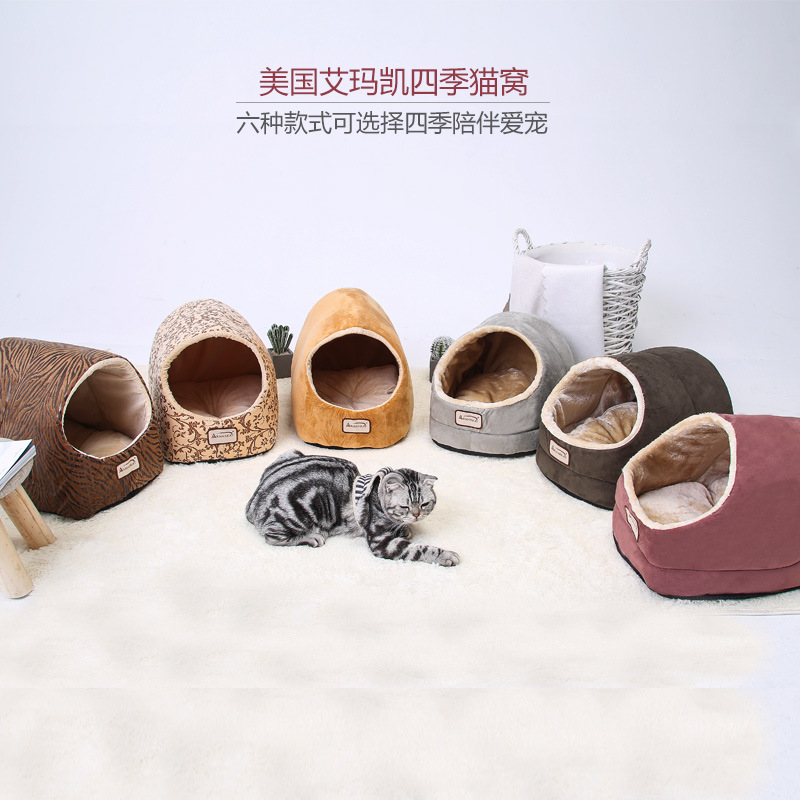 Aimakai gato nido invierno cálido gato saco de dormir sueño profundo cuatro estaciones universal gato nido mascota gato suministros