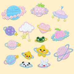 Self-adhesive patch flower small size denim pants hole invisible repair patch children's clothing decoration embroidery fabric sticker