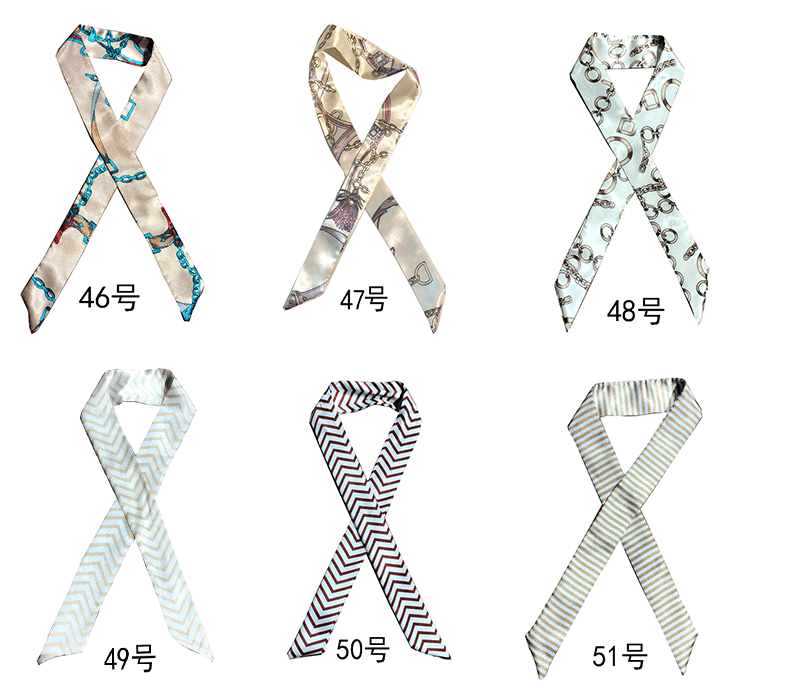 Printed and patterned twill silk scarf manufacturer wholesale accessories silk scarves handbags tied with bows silk scarves striped flowers undefined