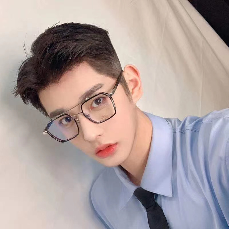 新款陈伟霆同款眼镜双梁复古潮男飞行员眼镜大框可配近视眼镜女|ru