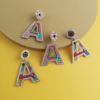 Crystal earings, earrings with letters, English letters, European style