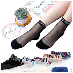 Nylon Stocking Industry Spring and Summer Silk Base Crystal Socks for Women Mid-Thigh Glass Silk Transparent Short Stockings Manufacturer Wholesale