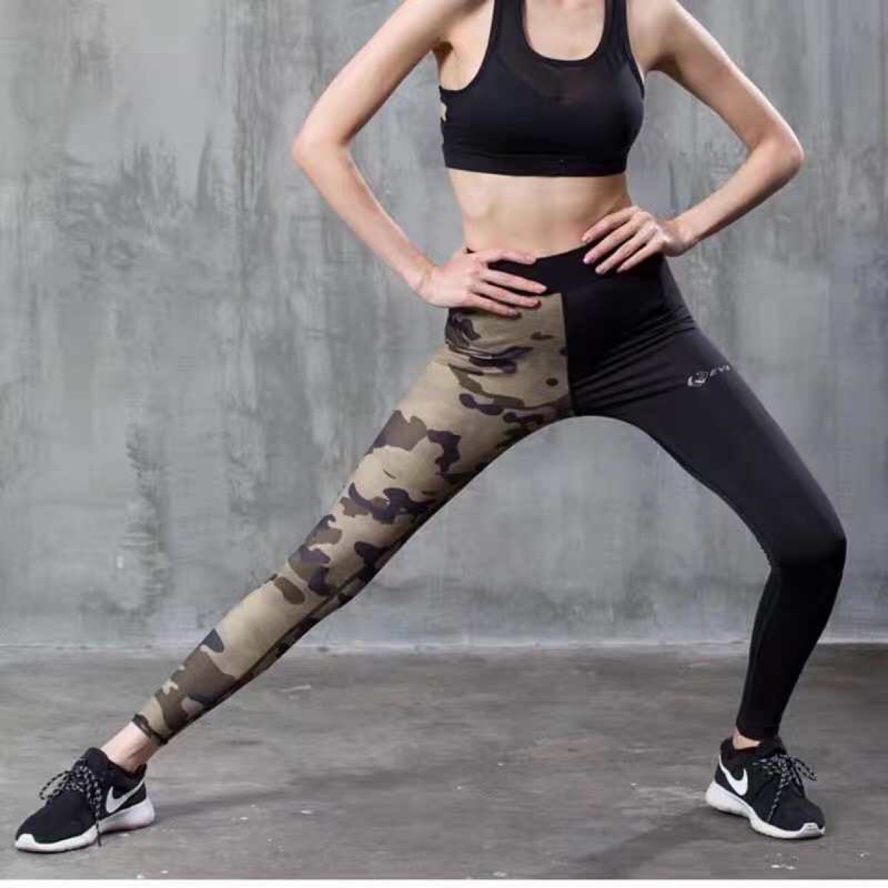 Mixed camouflage yoga elastic breathable...