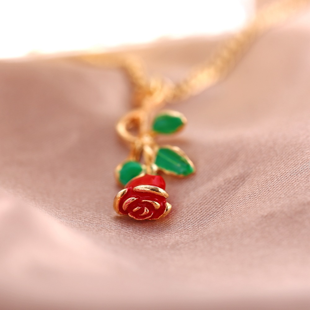 nuova collana con ciondolo rosa personalizzato creativo retrò semplice collana con catena clavicola in oro_voghion.com