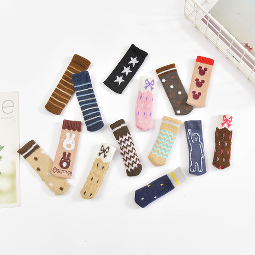 Table leg cover knitted door handle protective cover thickened wear-resistant chair leg non-slip wool cartoon home protective pad