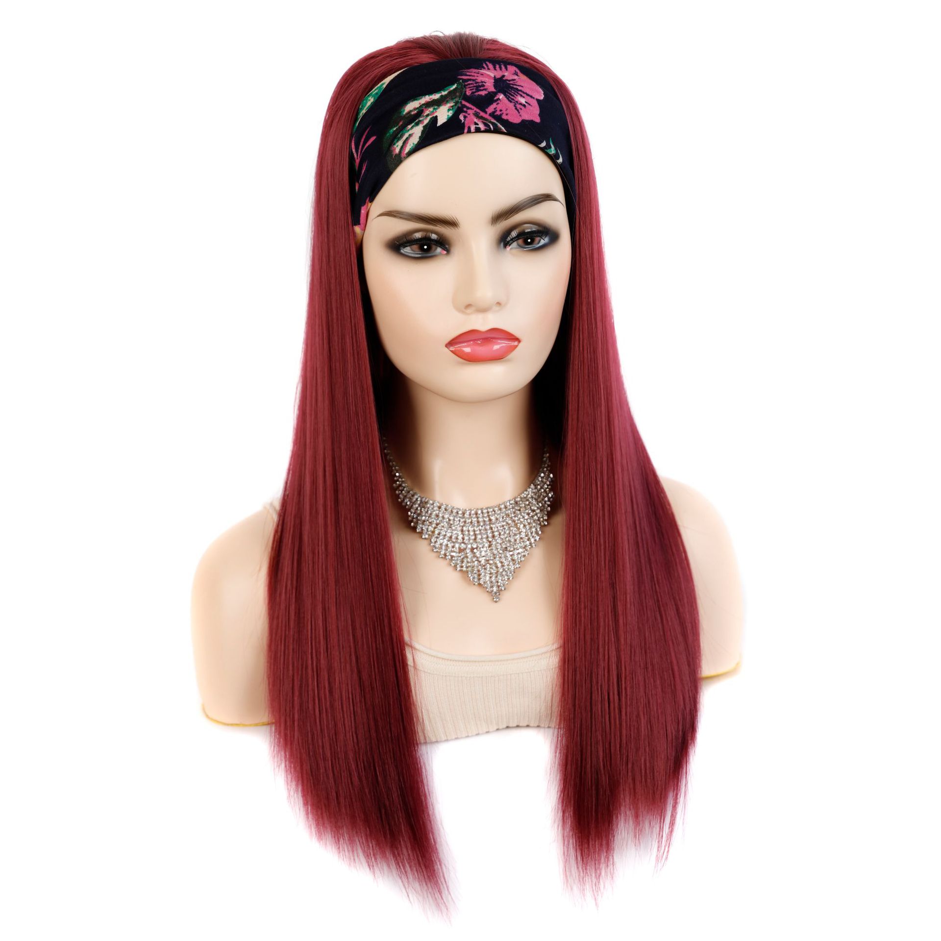 Synthetische Perücke, langes, glattes Haarfaser-Stirnband, in mehreren Farben erhältlich_voghion.com