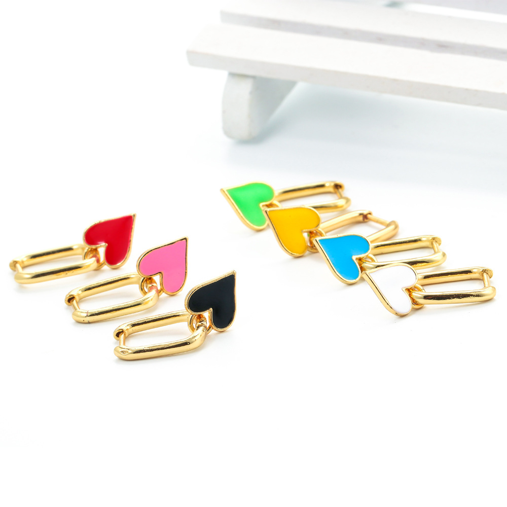 Korean Geometric Shape Drop Oil Mixed Color Earrings display picture 2