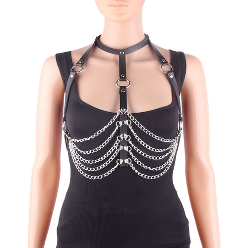 European and American leather collar, neck collar, body chain, one-piece jewelry, trendy sexy chest chain, belly dance personality street style waist chain