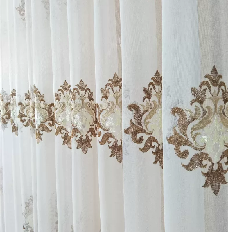 Origin wholesale European-style embroidered sheer curtain for living room and bedroom, transparent embroidered sheer fabric finished product inquiry