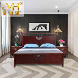 海棠木实木新中式实木床1.8米海棠2.0m木床现代中式主卧双人床